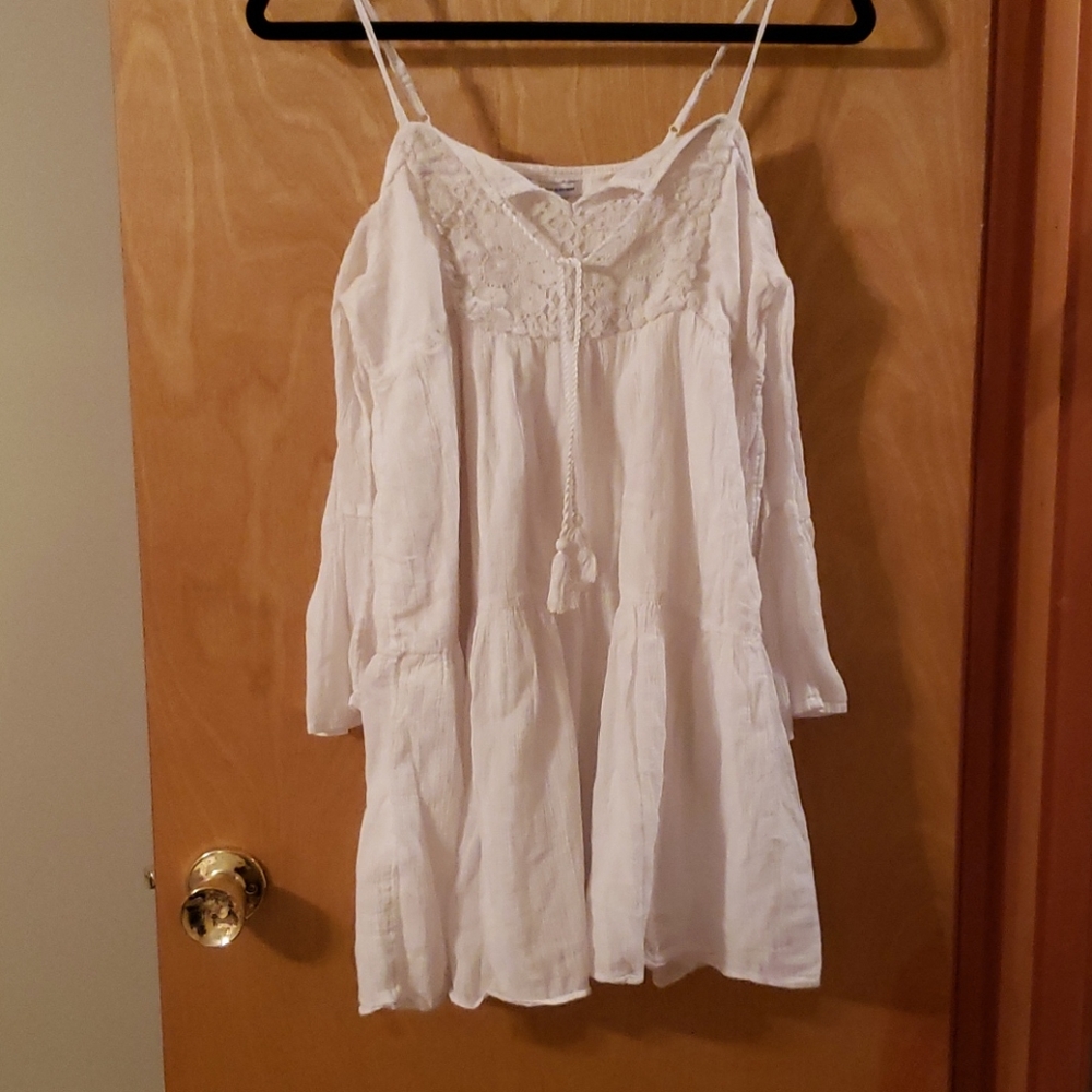 Spaghetti strap off the shoulder dress